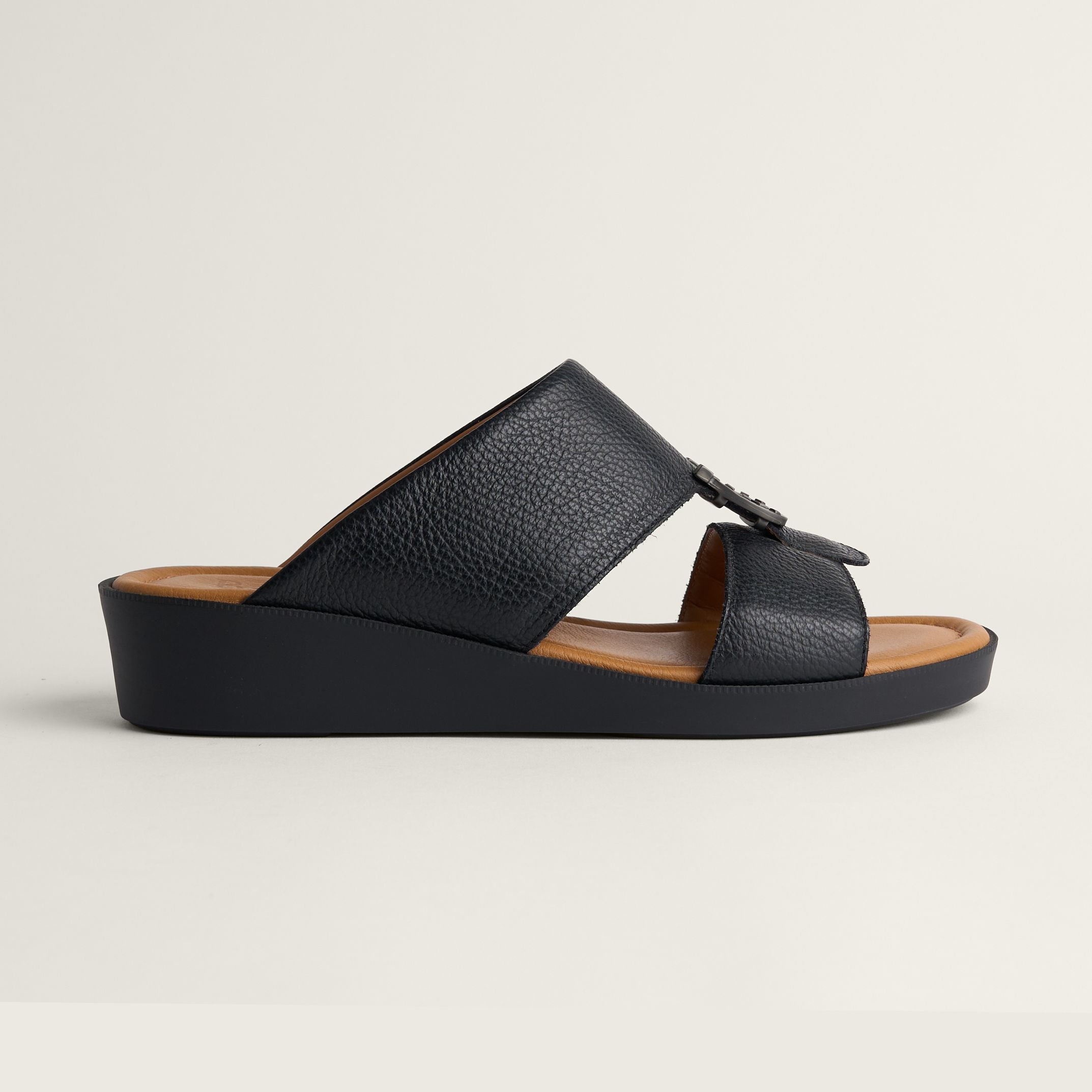 Sandal Calf Staffa Black | Handmade Italian Leather Sandals